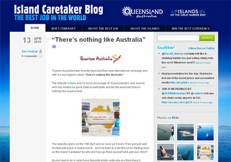 Island Caretaker blog 島内での様子がつづられた各エントリーに、多くのコメントがよせられている