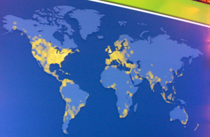 facebookが利用されている地域を示した図