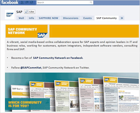 facebookのSAPファンページ。多くのユーザーに指示されている