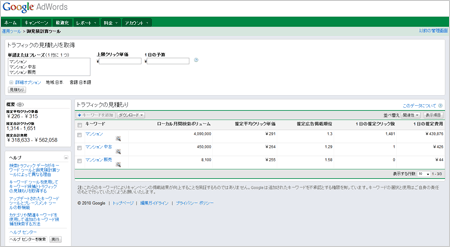 Google AdWords御見積計算ツール