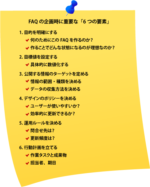 今回のまとめ：FAQの企画時に重要な「6つの要素」