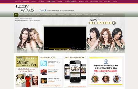A&E Army Wives ウェブサイト
