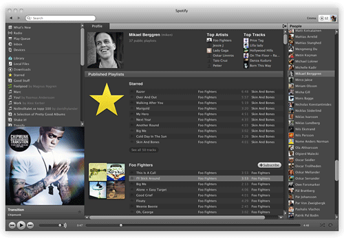 Spotifyのプロフィール画面