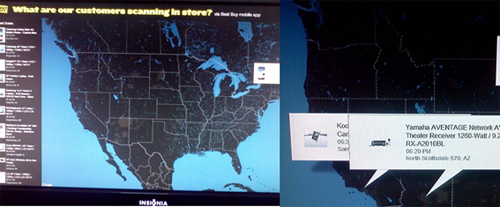 BestBuyの事例。地図上に読み込まれたQRコードの情報をリアルタイムで表示
