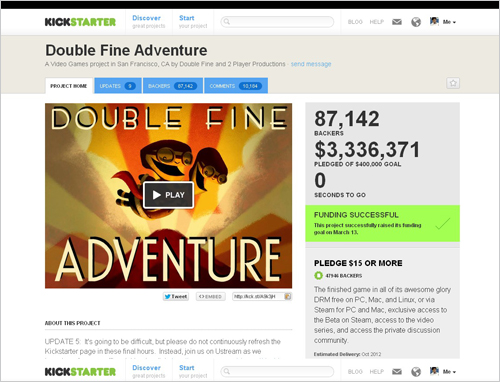  Double Fine Adventureの実績