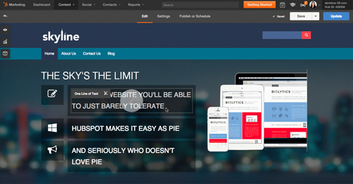画像提供はいずれもHubSpot(以下すべて同様)。画面上で直接テキストなどコンテンツを修正することができる。