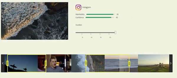 Adobe SenseiがInstagramで配信するのに最適な15秒のクリエイティブへの編集案を提示してくれる