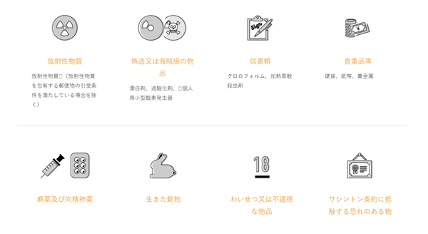 禁制品（各国共通の代表例）