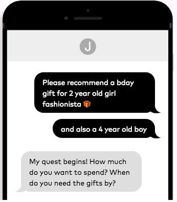 おすすめプレゼントのレコメンド機能（JetblackのWebサイトより）https://www.jetblack.com/
