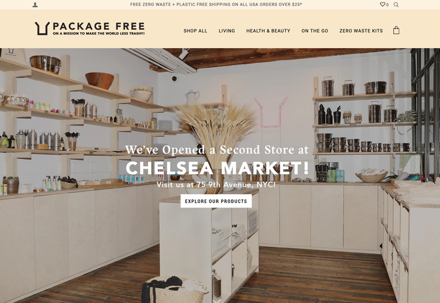 梱包なしリアル店舗「Package Free」のWebサイトhttps://packagefreeshop.com/