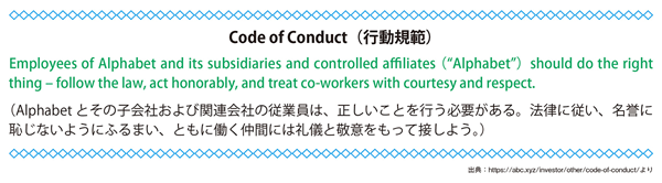 図表2 Googleの親会社AlphabetのCode of Conduct(序文を抜粋)(タップで画像拡大)