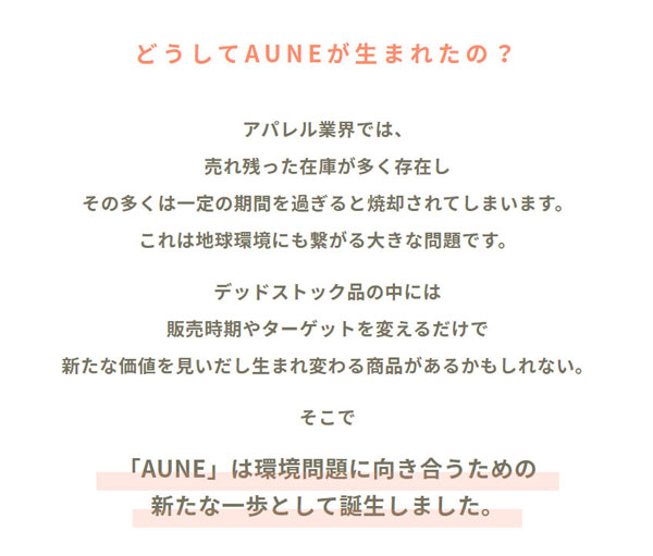 サイト上でもAUNEが生まれた背景を説明している