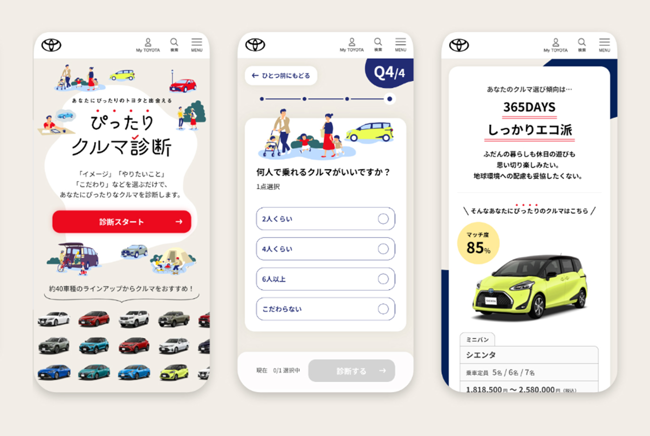 「ぴったりクルマ診断」クリック/タップで拡大