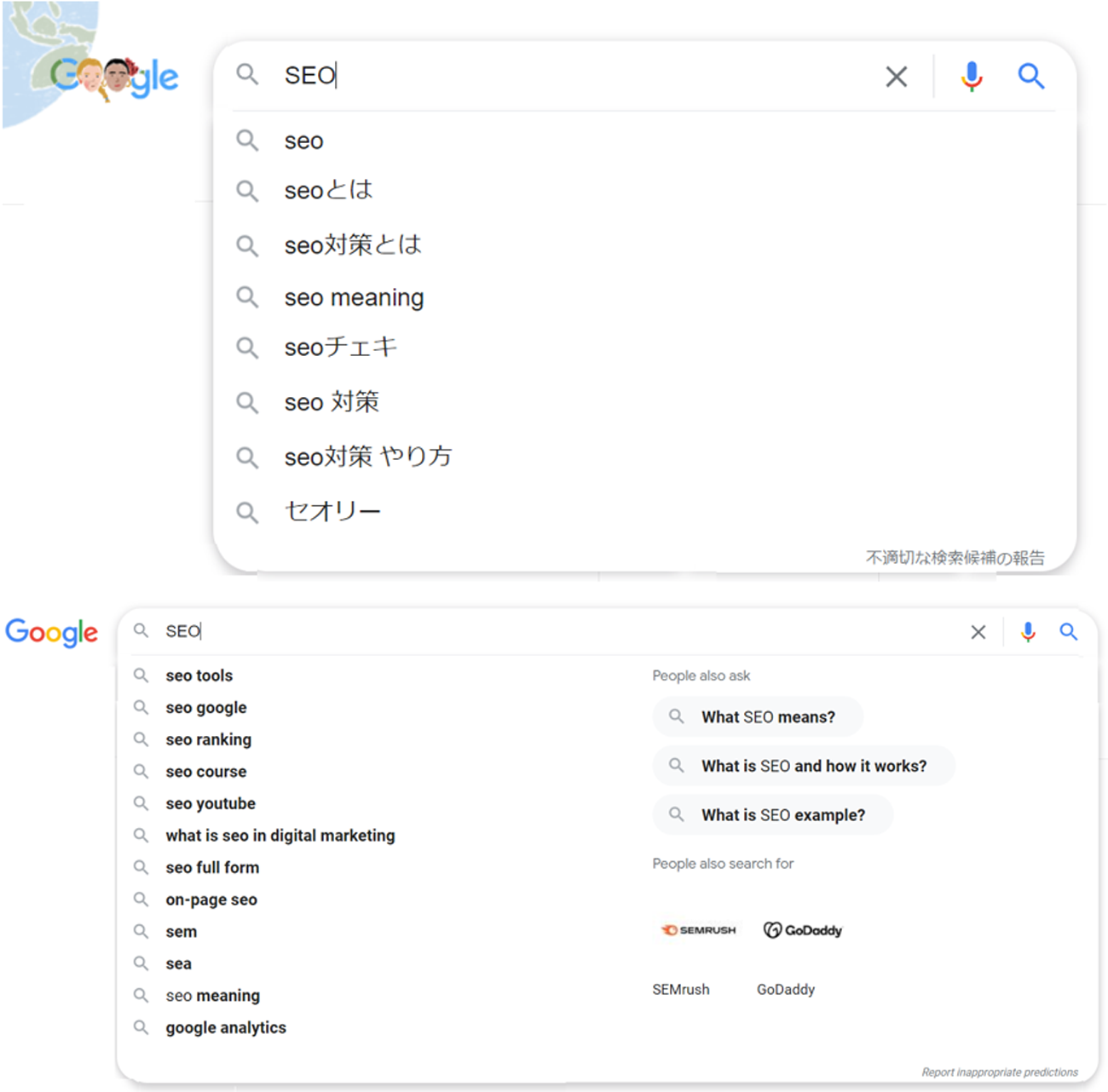 上:日本、下:米国