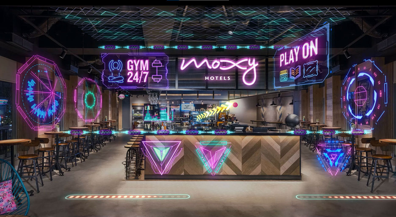 「Moxy Universe, Play Beyond “Moxy 遊んだもん勝ち！”」のプログラムで作られた実際のバーチャル空間