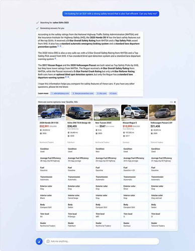 「Compare&DecideAds（比較＆決定広告）」の配信イメージ出典：https://about.ads.microsoft.com/en-us/blog/post/september-2023/transforming-search-and-advertising-with-generative-ai 
