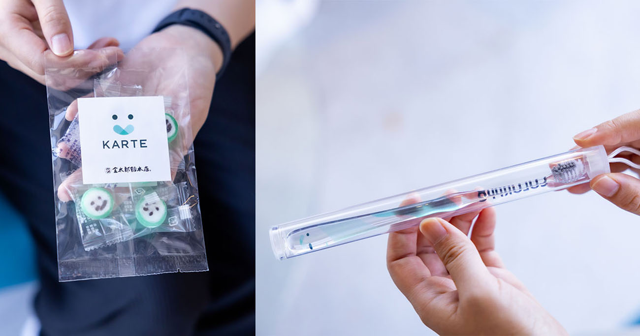 KARTEグッズ金太郎飴と歯ブラシ