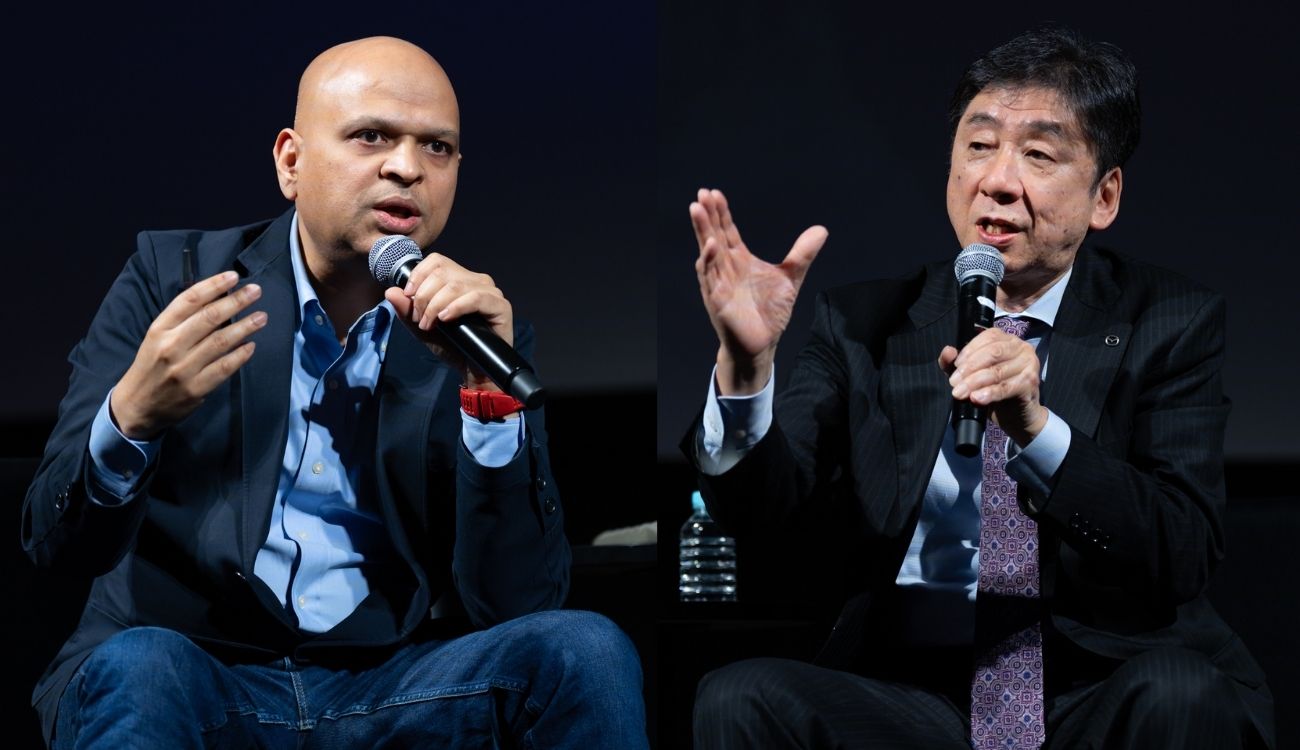 左：アドビ株式会社　ジャパントランスフォーメーション本部 ディレクター　マニッシュ・プラブネ氏、右：マツダ株式会社　常務執行役員兼CIO（最高情報責任者）　木谷 昭博氏