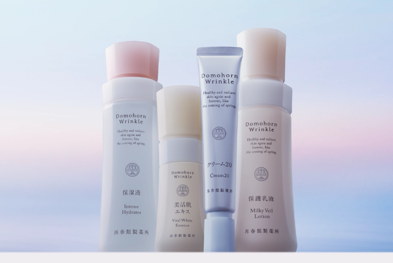 再春館製薬所の中心ブランド「ドモホルンリンクル」。2026年1月には基本となる4プロダクトのリニューアルを実施した
