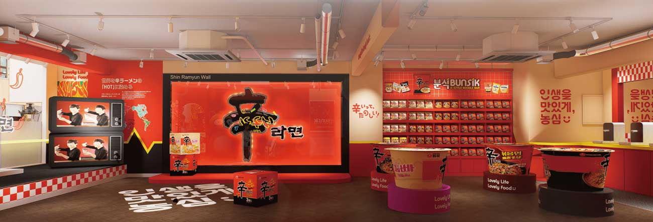 原宿の竹下通りにある「辛ラーメン粉食POPUPストア」日本1号店