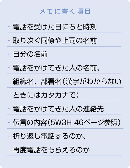 メモに書く項目