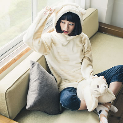 もふもふ子猫みたいな 耳付きルームウェア