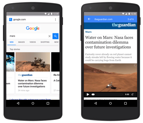 Google検索でのAMPのデモはこちらのページから体験することができる