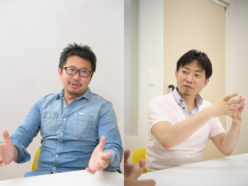 ゼロスタート 経営企画部の松田忠浩さん（写真左）、ヤフー マーケティング＆コミュニケーション本部 本部長 友澤大輔氏