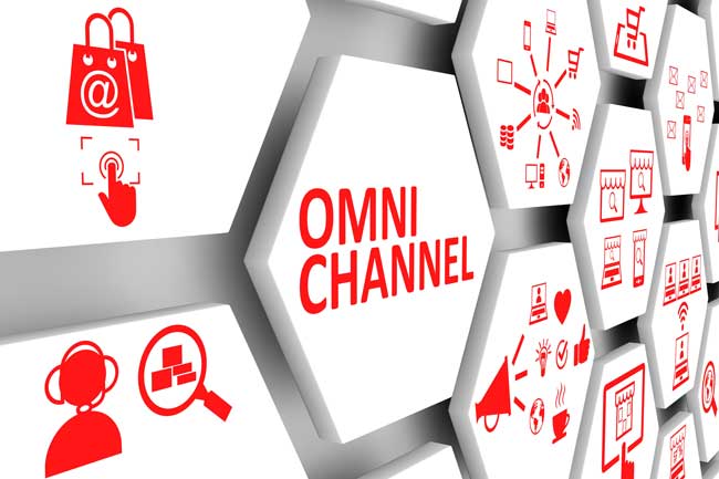 OMNI CHANNEL concept cell background 3d illustration