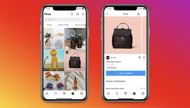 「Instagramショップ」の専用タブ内広告