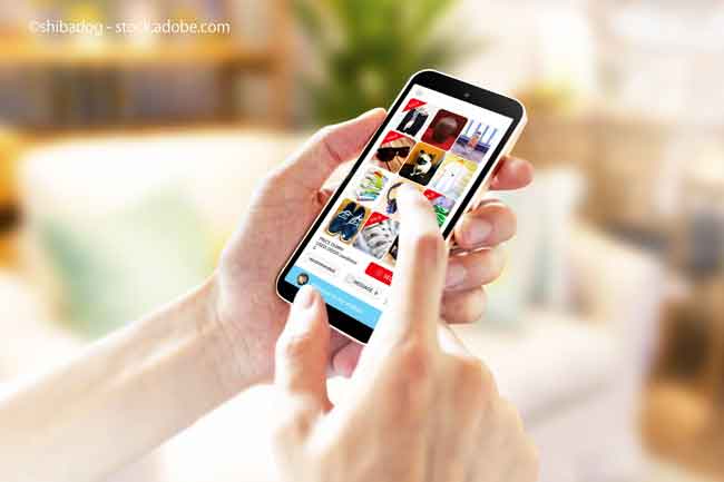 Image of using flea market app indoors