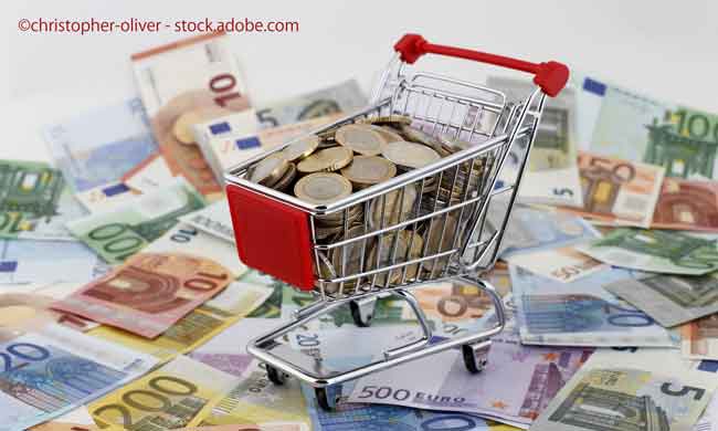 Shopping Cart Filled With Money