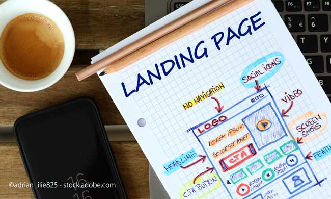 Website landing page development – sketch on math book