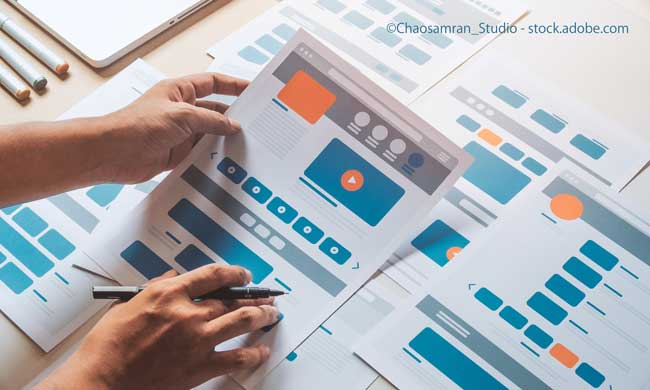 Website designer Creative planning application developer development draft sketch drawing template layout prototype framework wireframe design studio