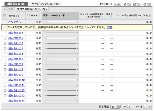 各組み合わせの性能レポート