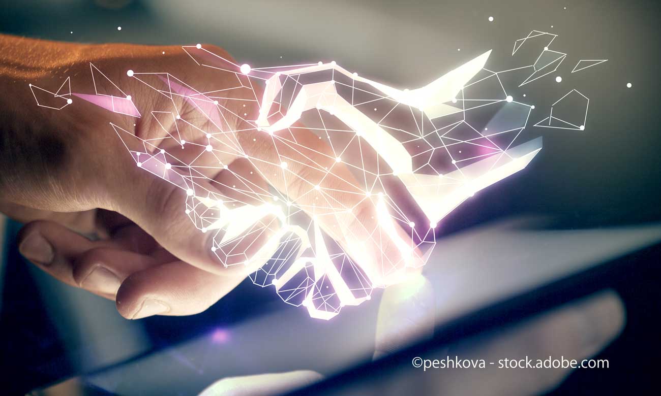 握手のイメージ、デジタルデバイス