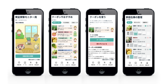 食事管理アプリの画面イメージ&copy;IMAMURA CORPORATION.／キャラクターデザイン&copy;SIRUTASU.