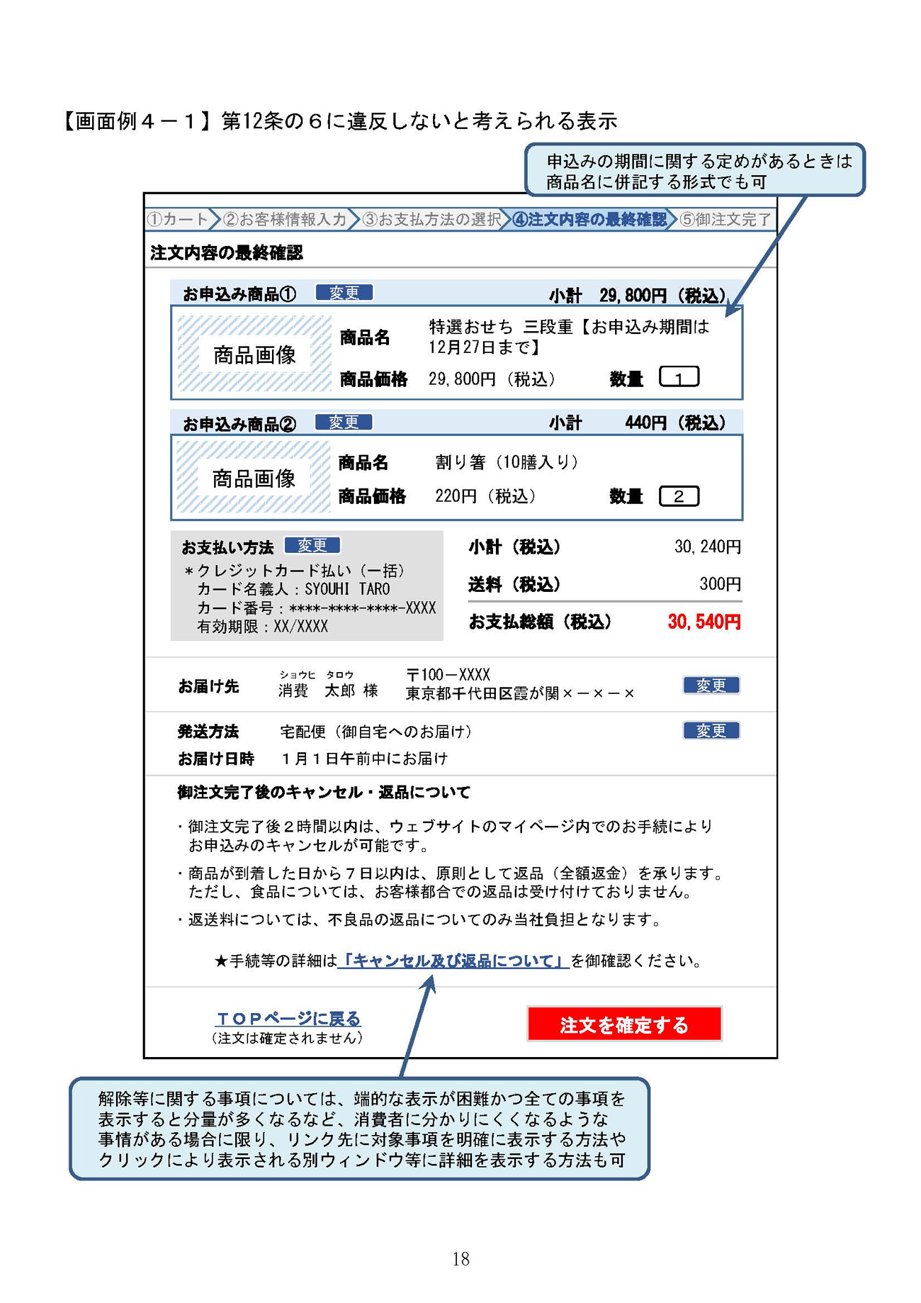 第12条の6に違反しないと考えられる表示