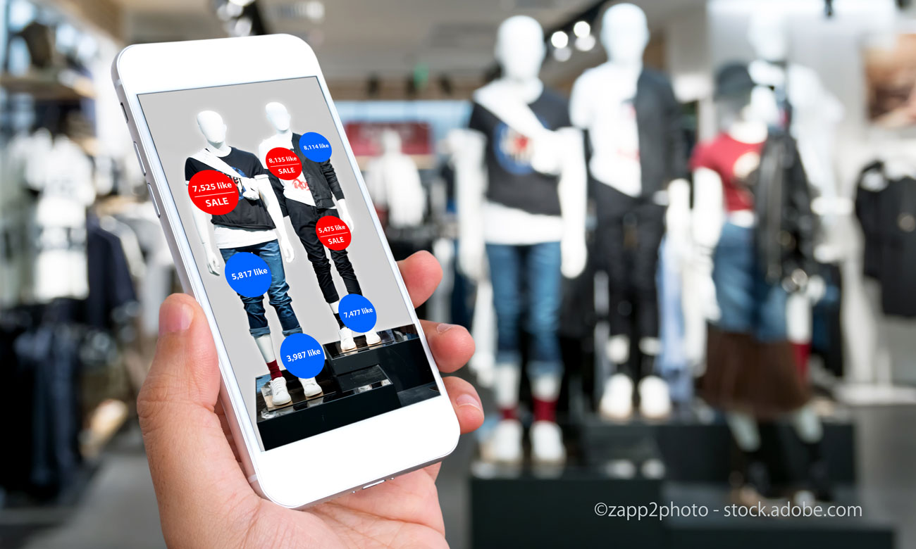 Hand holding smart phone use AR application
