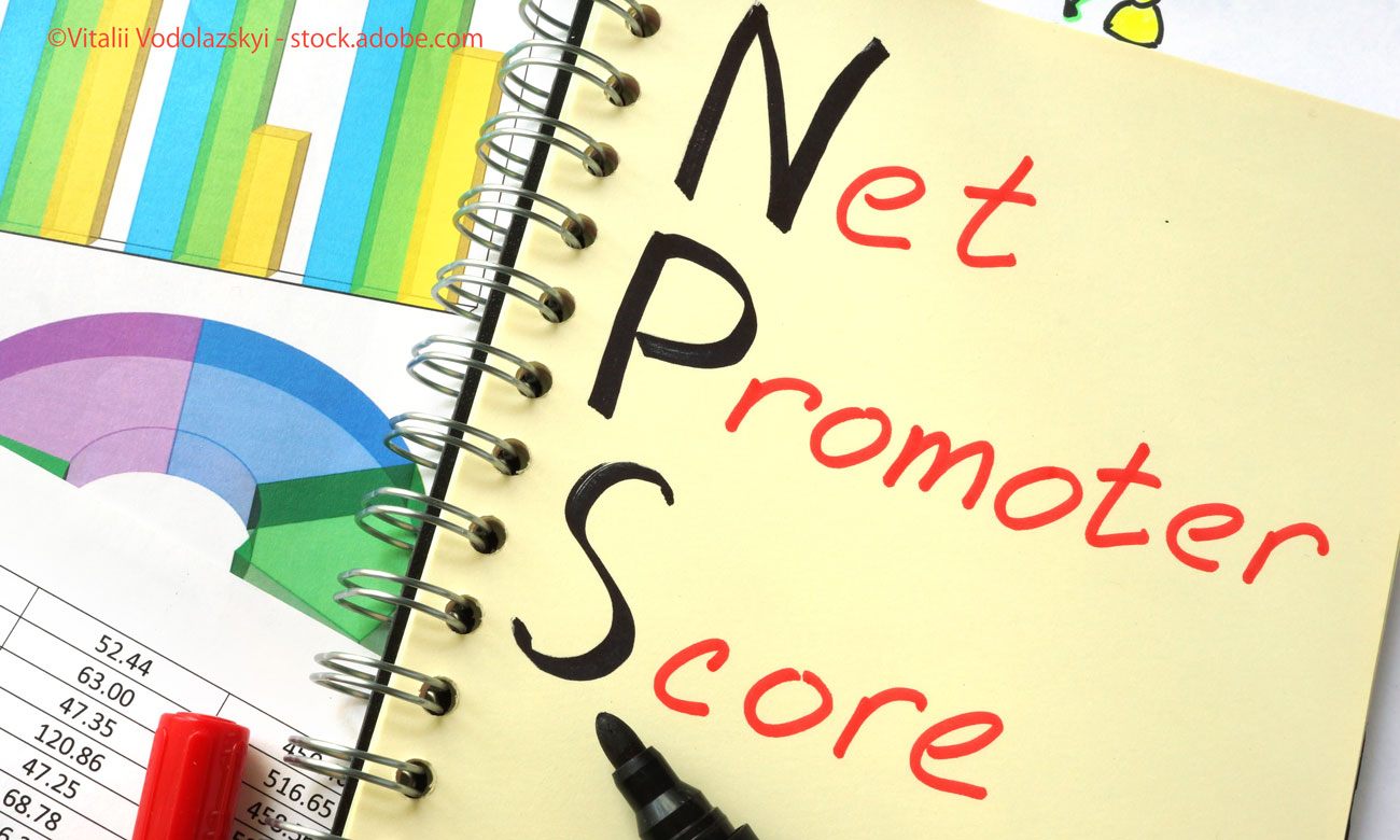 Notebook with sign NPS net promoter score