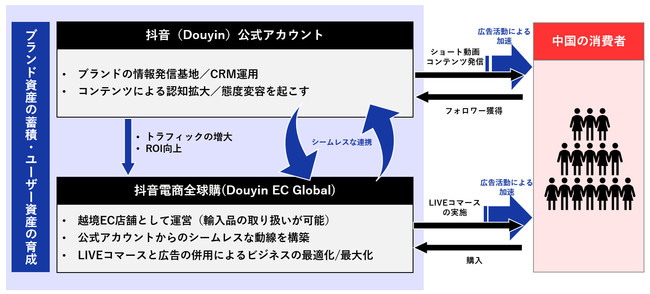 トレンドExpressによる「抖音」公式アカウント・「抖音電商全球購」運用サポートイメージ