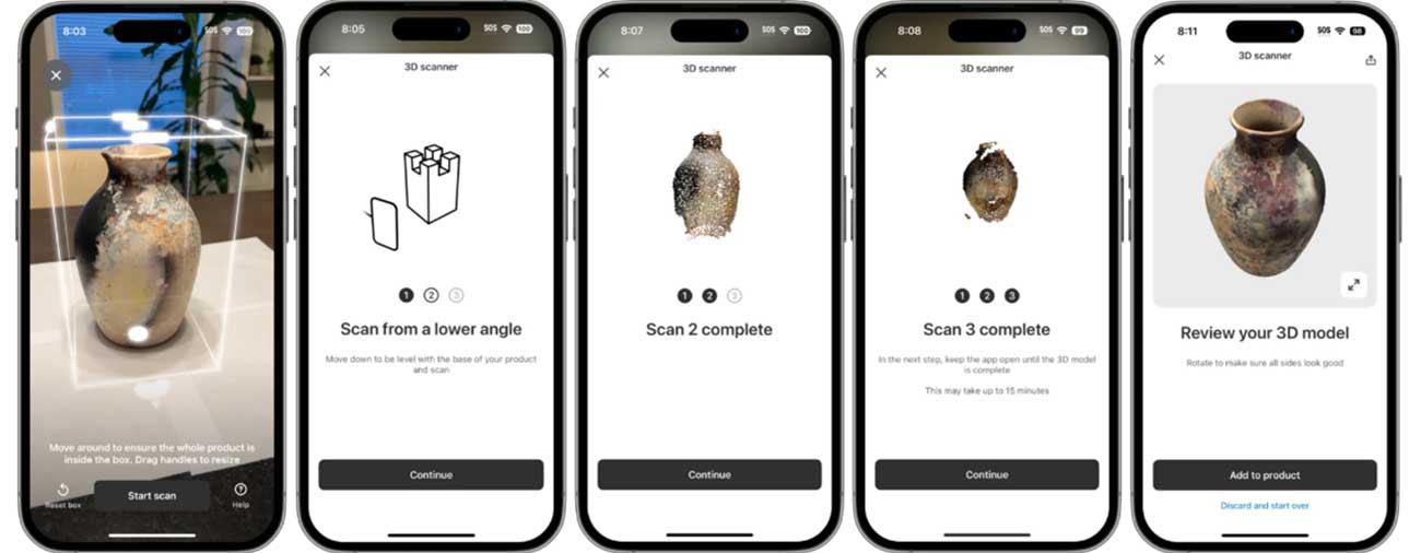 iPhoneカメラで3Dモデルを作成し、オンラインストアの商品イメージとして利用できるiOS版3Dスキャナー