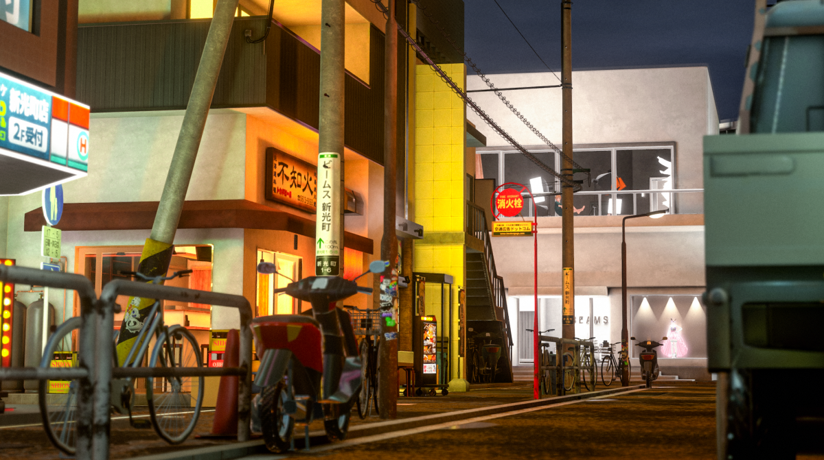 VRChatワールド「Tokyo Mood by BEAMS」／架空の町名「新光町」など、BEAMSの社史に由来する名称も（photo by suma）