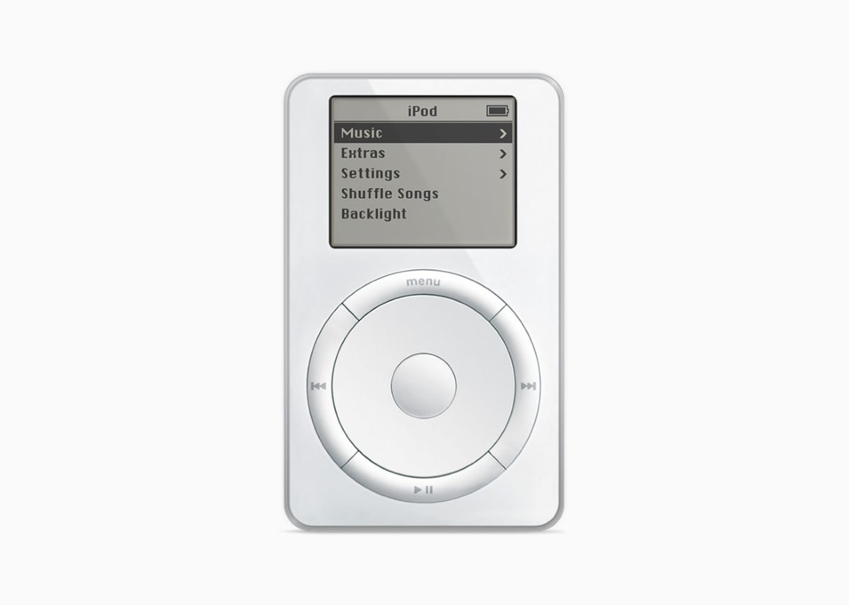 2001年10月23日に発表された初代iPod（プレスリリースより）